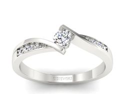 Pierścionek zaręczynowy z brylantami białe złoto - P15169b