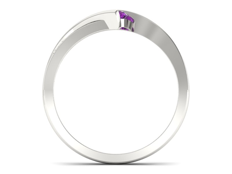 Złoty Pierścionek z ametystem i brylantami - P15169bam