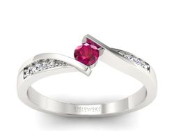 Pierścionek z rubinem i brylantami białe złoto - P15169br