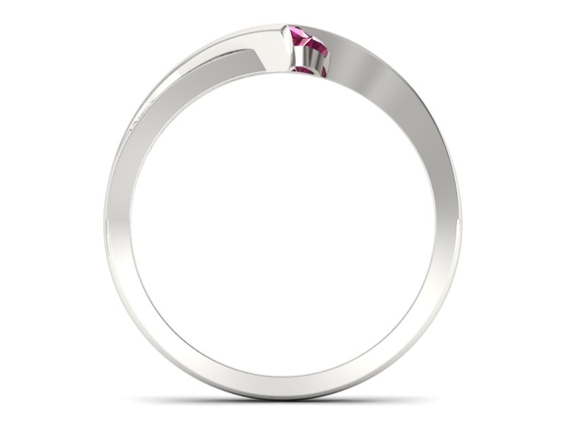 Pierścionek z rubinem i brylantami białe złoto - P15169br
