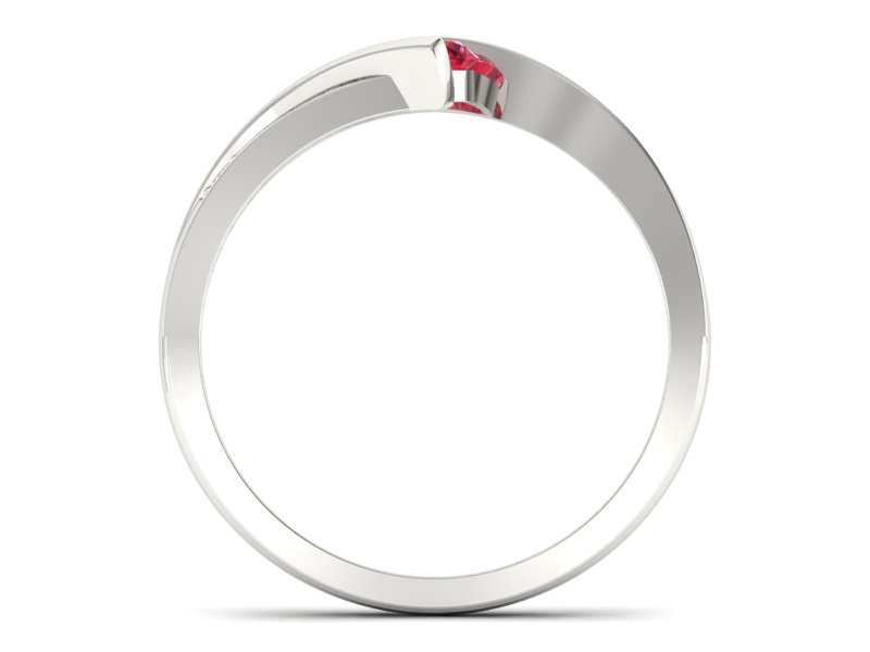 Pierścionek z rubinem i brylantami białe złoto - P15169br1