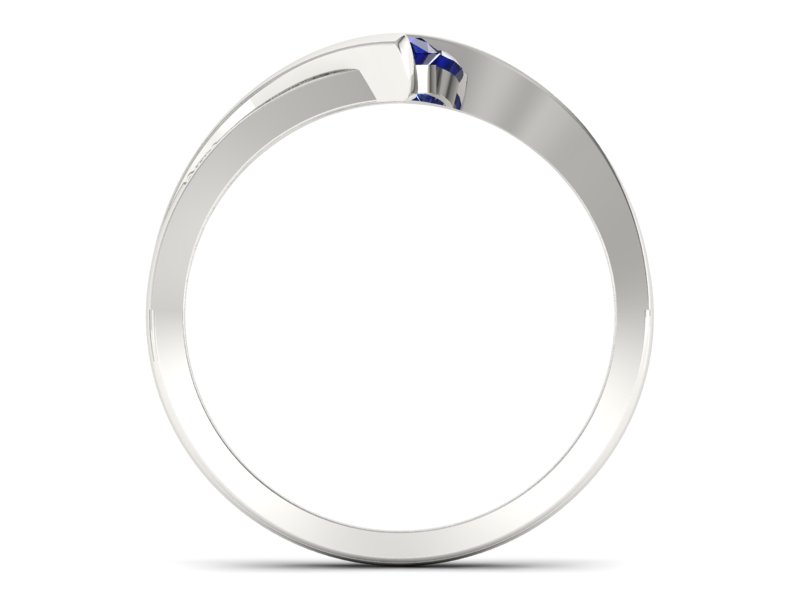 Pierścionek z szafirem i brylantami białe złoto - P15169bsz