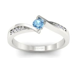 Pierścionek z topazem i brylantami białe złoto - P15169btp