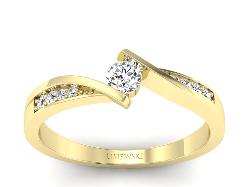 Złoty pierścionek z brylantami żółte złoto - P15169z - 1