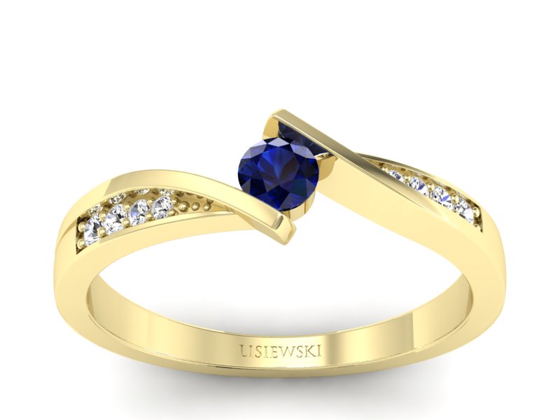 Pierścionek z szafirem i brylantami złoto - P15169zsz - 1