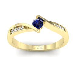 Pierścionek z szafirem i brylantami zloto 585 - P15169zsz