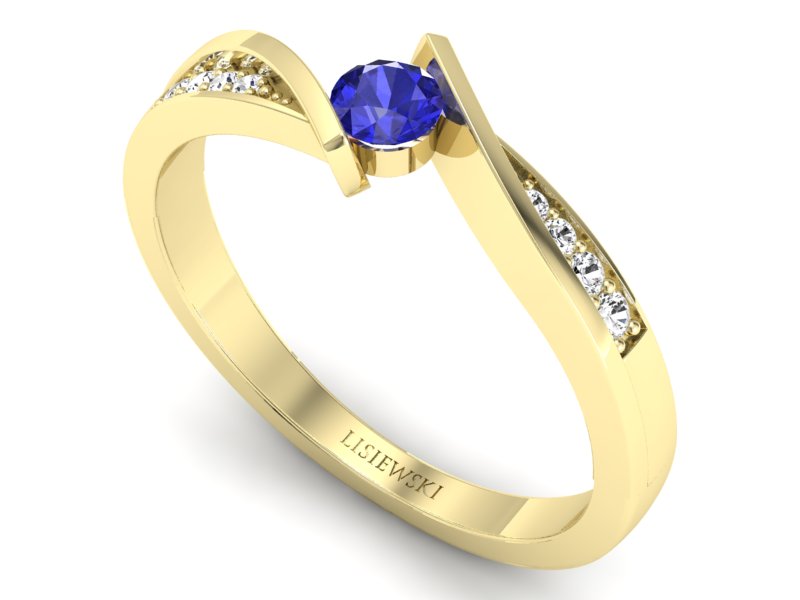 Pierścionek zaręczynowy z szafirem i brylantami - P15169zszc - 3