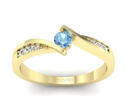 Złoty Pierścionek z topazem i brylantami 585 - P15169ztp