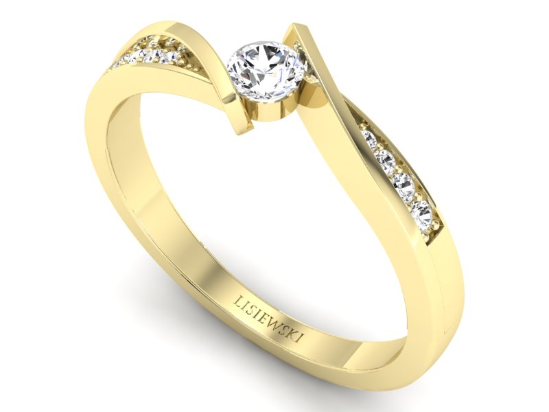 Złoty pierścionek z brylantami żółte złoto - P15169zV - 3