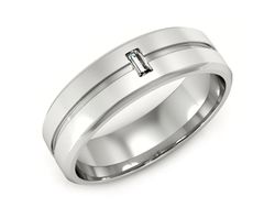 Obrączka białe złoto z diamentem próba 585 - P15189b