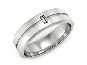 Obrączka białe złoto z diamentem