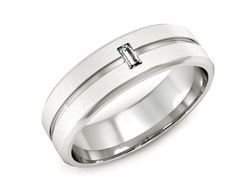 Obrączka białe złoto z diamentem próba 585 - P15189bmp