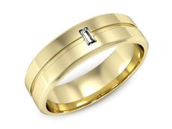 Obrączka żółte złoto z diamentem próba 585 - P15189zp