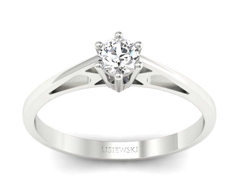 Złoty pierścionek z brylantem białe złoto - P15193b - 1