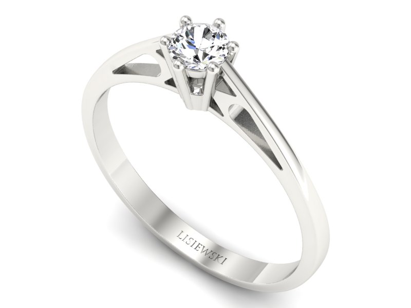 Złoty pierścionek z brylantem białe złoto - P15193b - 3