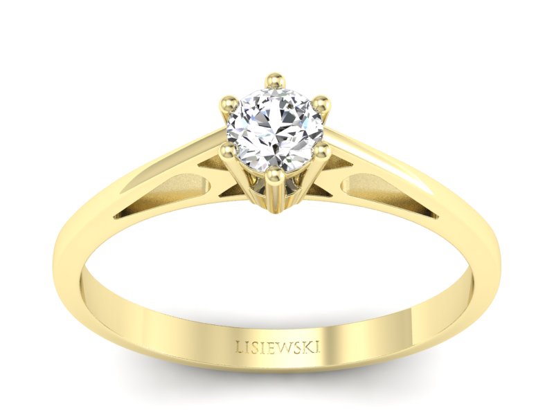 Złoty pierścionek z brylantem żółte złoto - P15193z - 1