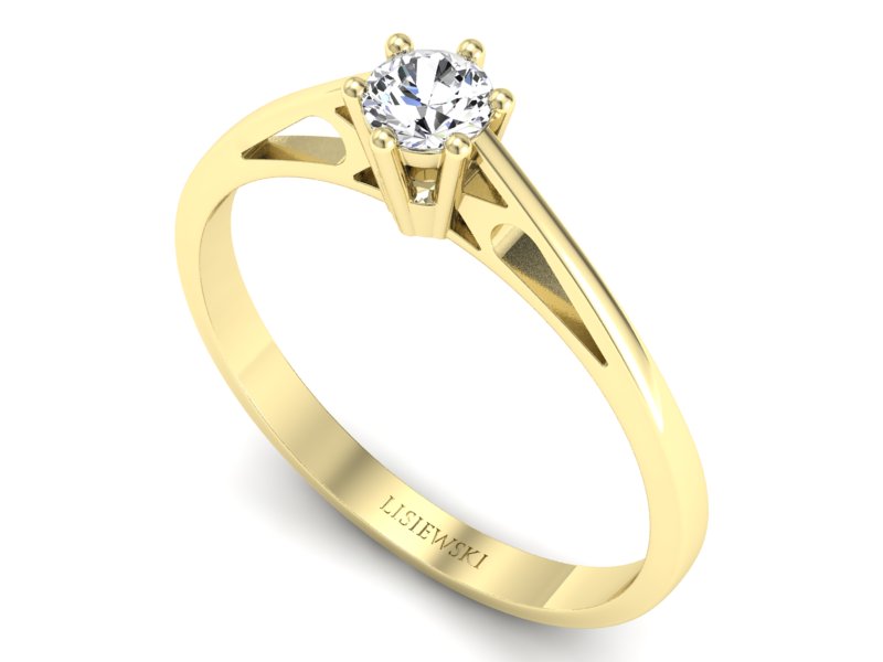 Złoty pierścionek z brylantem żółte złoto - P15193z - 3