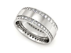Pierscionek Obrączka z brylantami białe złoto 585 - P15195b