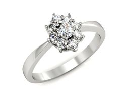 Pierścionek białe złoto z diamentem i brylantami - P15197b
