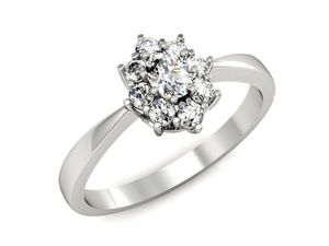 Pierścionek białe złoto z diamentem i brylantami
