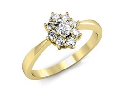 Złoty Pierścionek z diamentami żółte złoto 585 - P15197z