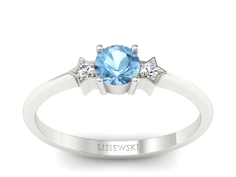 Pierścionek z topazem i brylantami białe złoto - P15201ba - 1