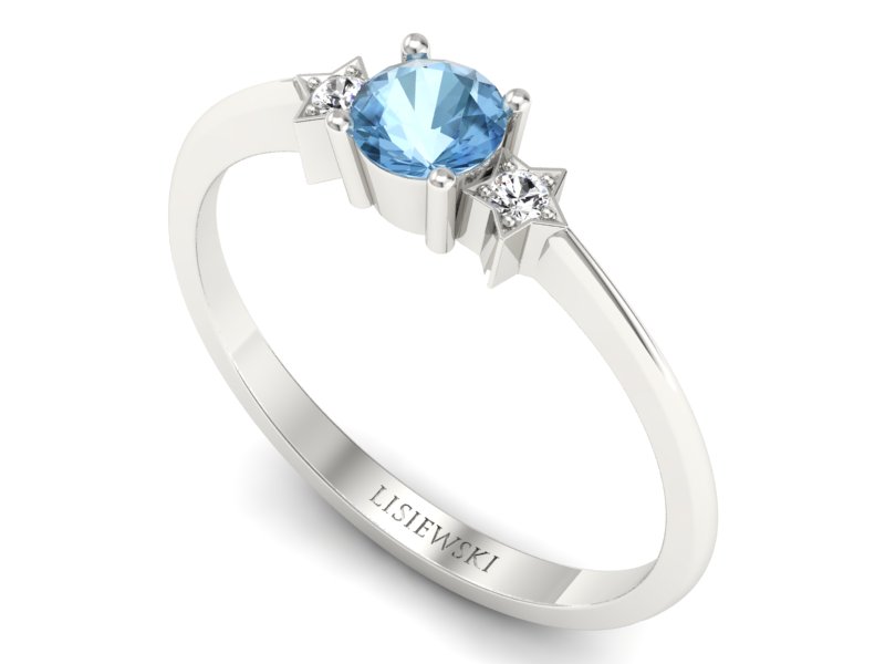 Pierścionek z topazem i brylantami białe złoto - P15201ba - 3