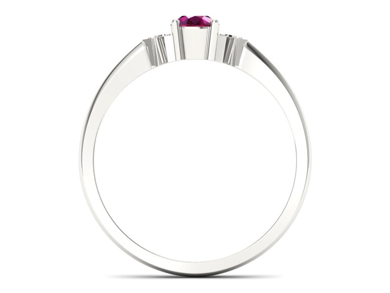 Pierścionek z rubinem i brylantami białe złoto - P15201br - 2
