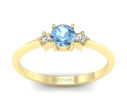 Pierścionek z topazem i brylantami żółte złoto - P15201za