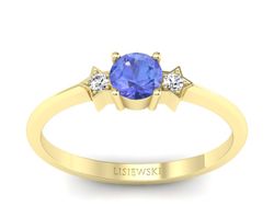 Pierścionek z tanzanitem i brylantami żółte złoto - P15201zt