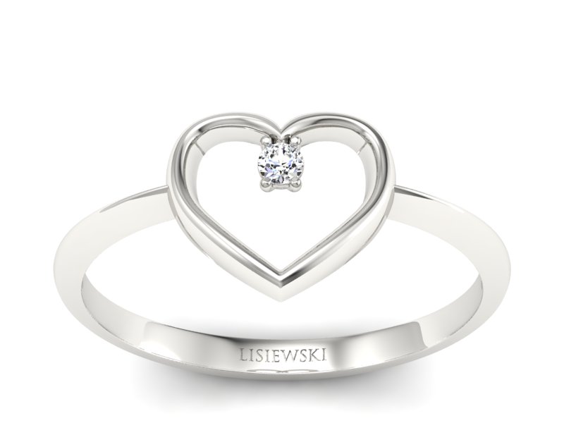 Złoty pierścionek z brylantem białe złoto - p15203b - 1