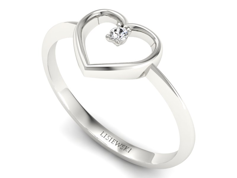 Złoty pierścionek z brylantem białe złoto - p15203b - 3