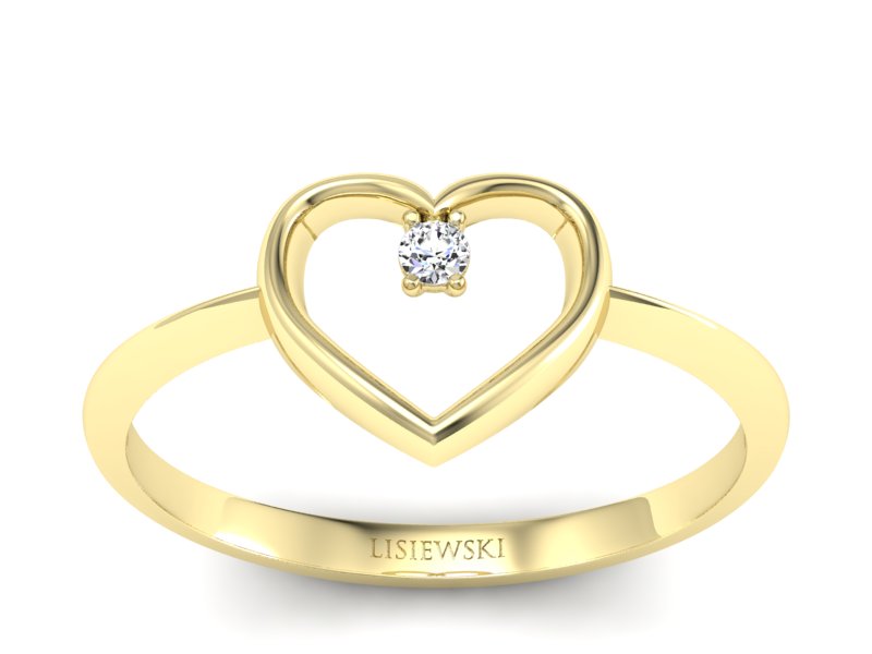 Pierścionek zaręczynowy z brylantem żółte złoto - p15203z - 1