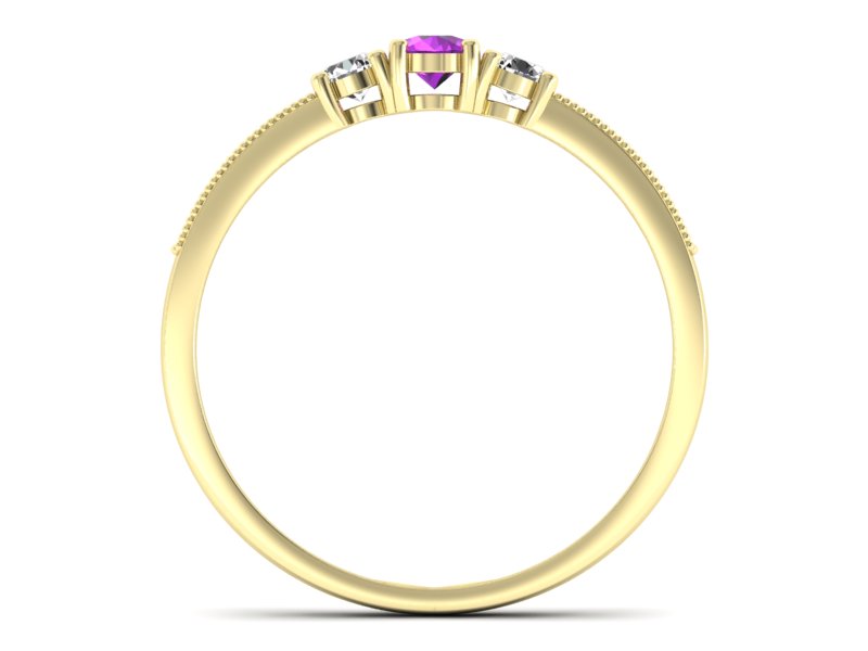 Pierścionek z ametystem i diamentami złoto 585 - p15204zat - 2