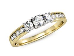 Pierścionek z diamentami żółte i białe złoto 585 - p15204zb