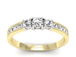Pierścionek z diamentami żółte i białe złoto 585 - p15204zb