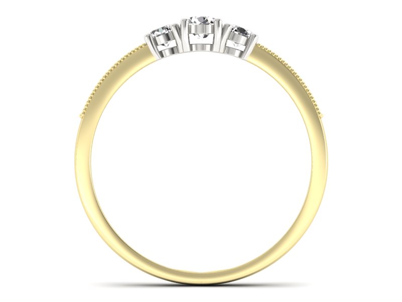 Pierścionek z diamentami żółte i białe złoto 585 - p15204zb - 2