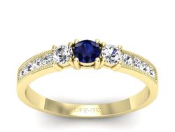 Złoty Pierścionek z szafirem i brylantami zloto - p15204zsz