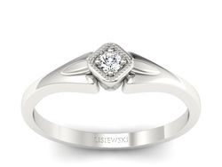 Złoty pierścionek z brylantem białe złoto - P15207b