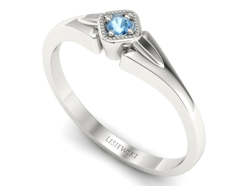 Złoty pierścionek z topazem białe złoto - P15207ba - 3