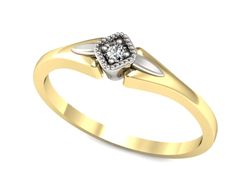 Pierścionek z diamentem żółte i białe złoto 585 - P15207zb