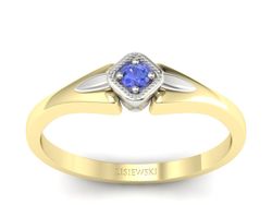 Pierścionek z tanzanitem żółte i białe złoto - P15207zbt