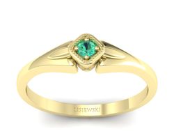 Złoty pierścionek ze szmaragdem żółte złoto - P15207zsm