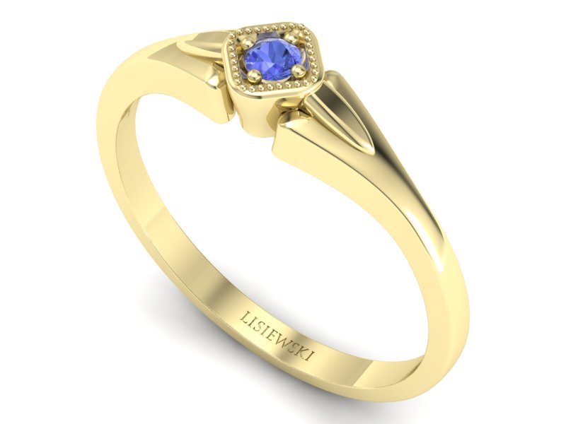 Złoty pierścionek z tanzanitem żółte złoto - P15207zt - 3