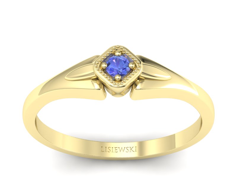Złoty pierścionek z tanzanitem żółte złoto - P15207zt - 1