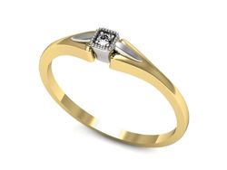 Pierścionek z diamentem żółte i białe złoto 585 - P15208zb