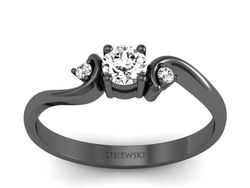 Złoty pierścionek z diamentami czarne złoto 585 - p15210cz