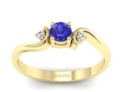 Pierścionek z szafirem i brylantami złoto 585 - P15210zszc