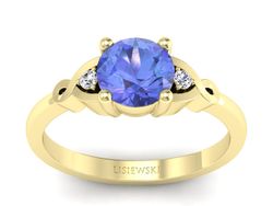 Pierścionek z tanzanitem i diamentami żółte złoto - P15211zt