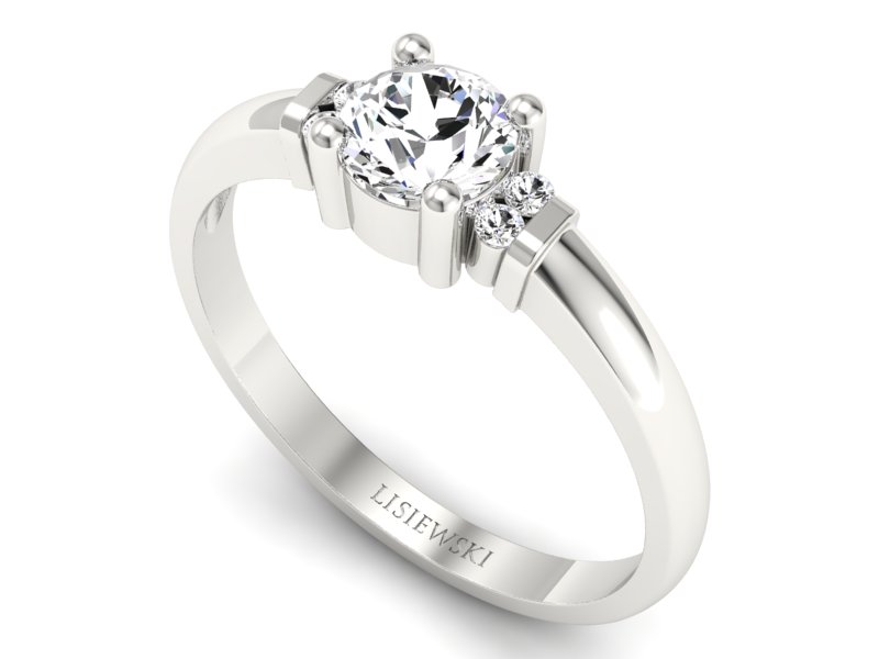 Złoty pierścionek z brylantami białe złoto - P15213b - 3